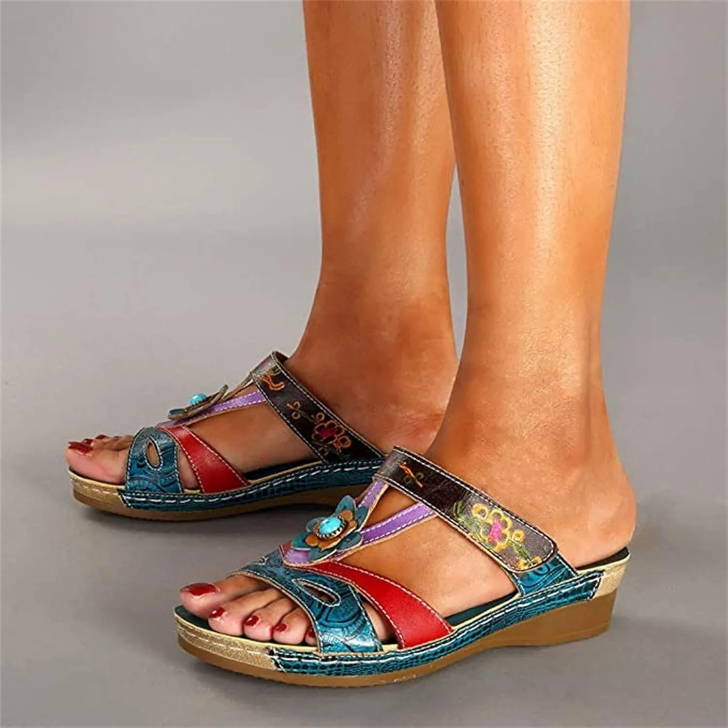 Ladmiple Orthopedic Sandals For Women Flat Feet Orthotic Slide Comfortable Dressy Summer Walking Flip Flops with Arch Support