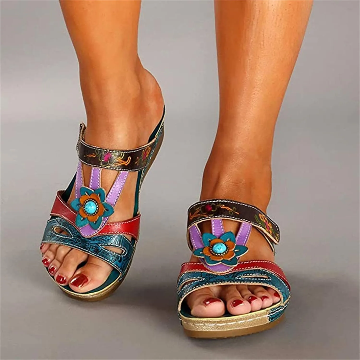 Ladmiple Orthopedic Sandals For Women Flat Feet Orthotic Slide Comfortable Dressy Summer Walking Flip Flops with Arch Support
