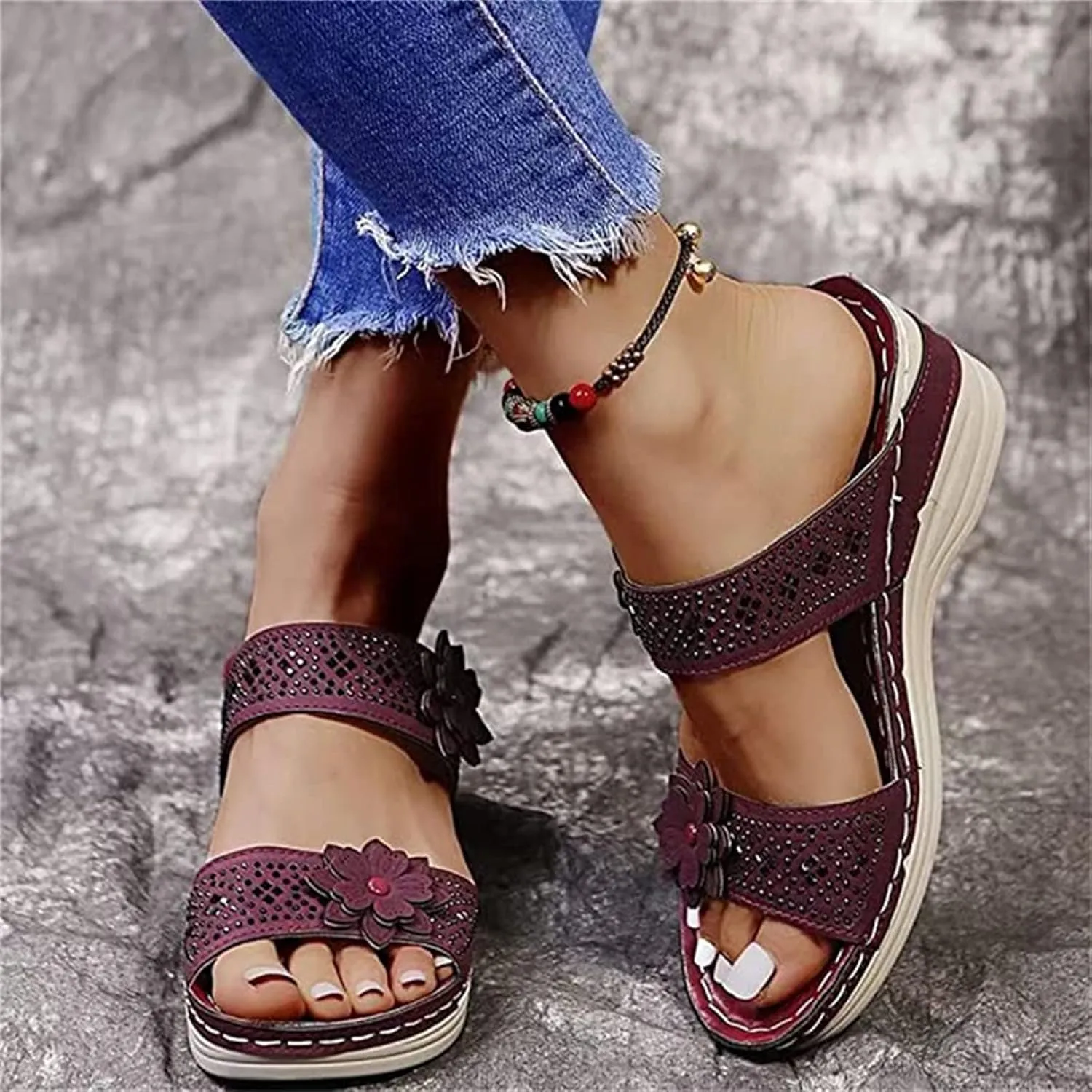 Ladmiple Orthopedic Sandals For Women Plantar Fasciitis Arch Heel Support Comfortable Flip Flops Dressy Summer Orthotic Slide