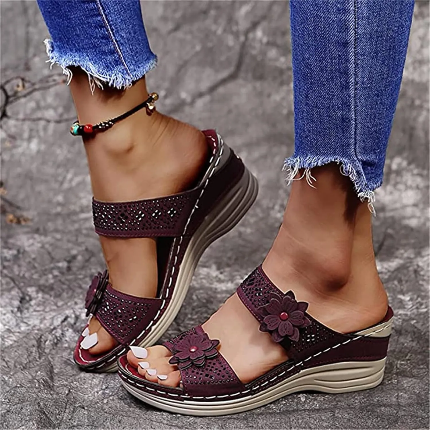 Ladmiple Orthopedic Sandals For Women Plantar Fasciitis Arch Heel Support Comfortable Flip Flops Dressy Summer Orthotic Slide