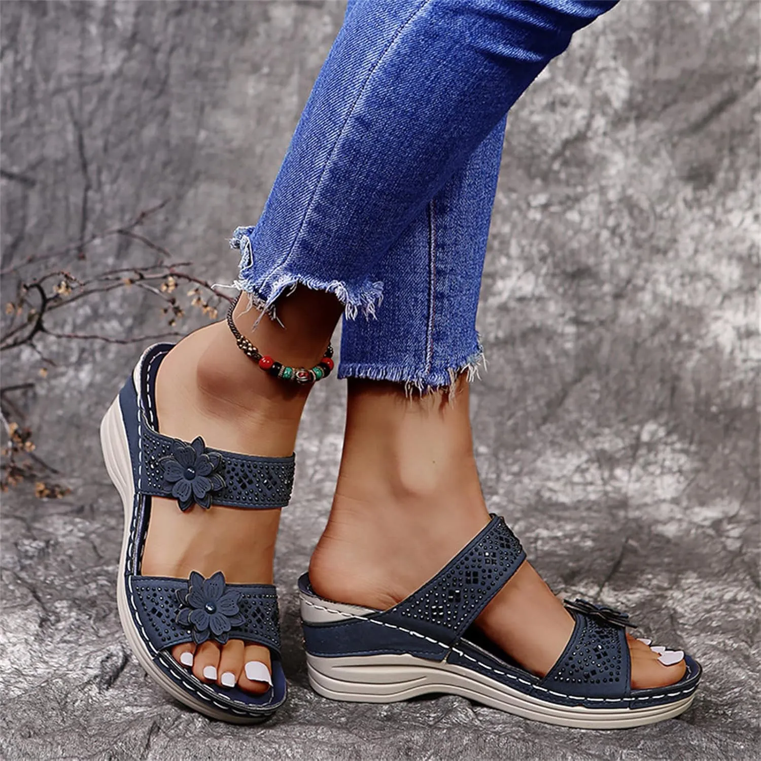 Ladmiple Orthopedic Sandals For Women Plantar Fasciitis Arch Heel Support Comfortable Flip Flops Dressy Summer Orthotic Slide