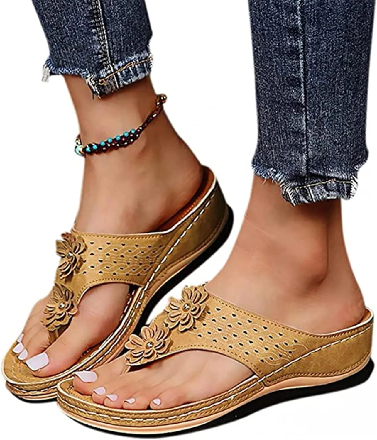 Ladmiple Sandals for Women Casual Summer 2023 Womens Summer Dressy Orthopedic Slide Sandal Slip On Open Toe Thong Sandal