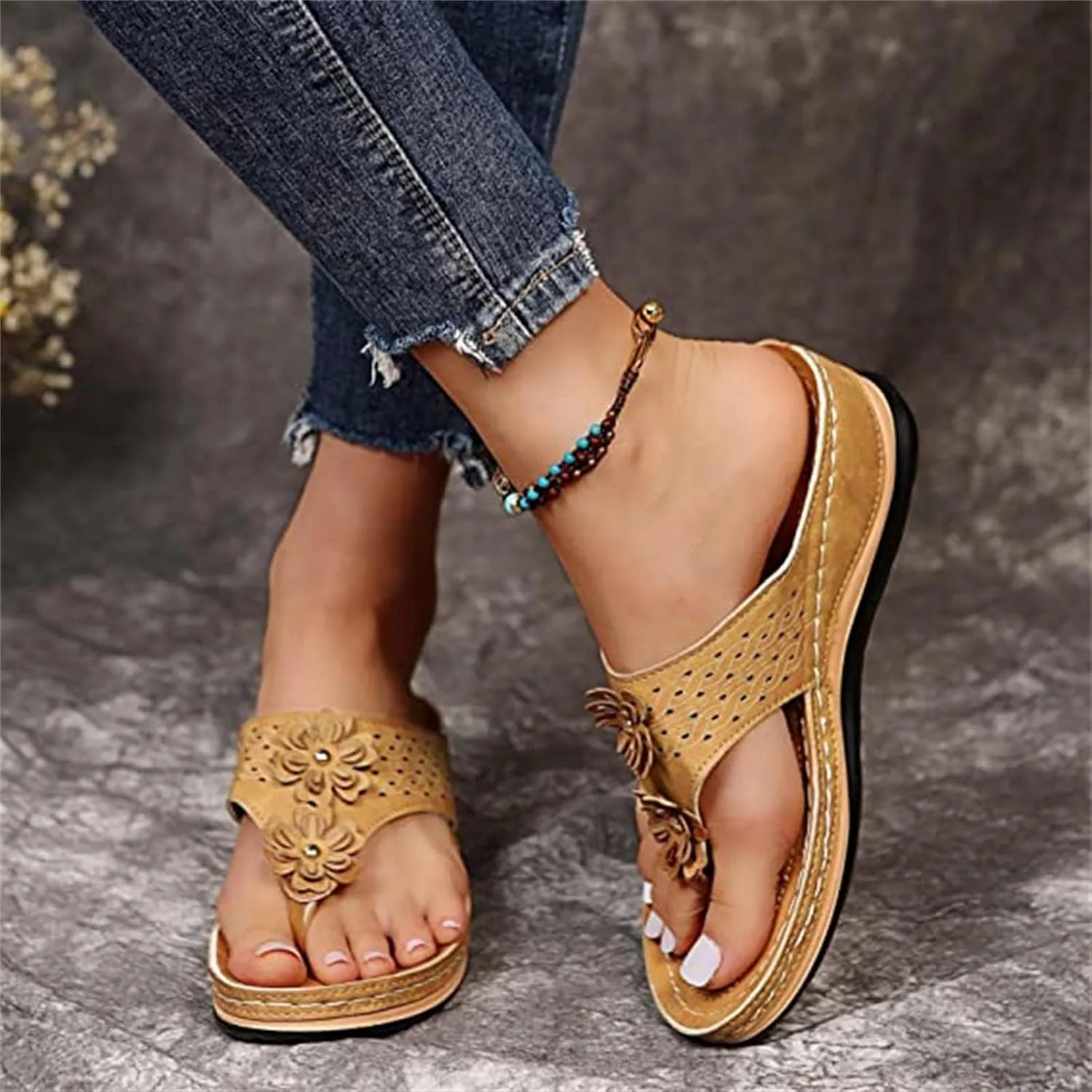 Ladmiple Sandals for Women Casual Summer 2023 Womens Summer Dressy Orthopedic Slide Sandal Slip On Open Toe Thong Sandal