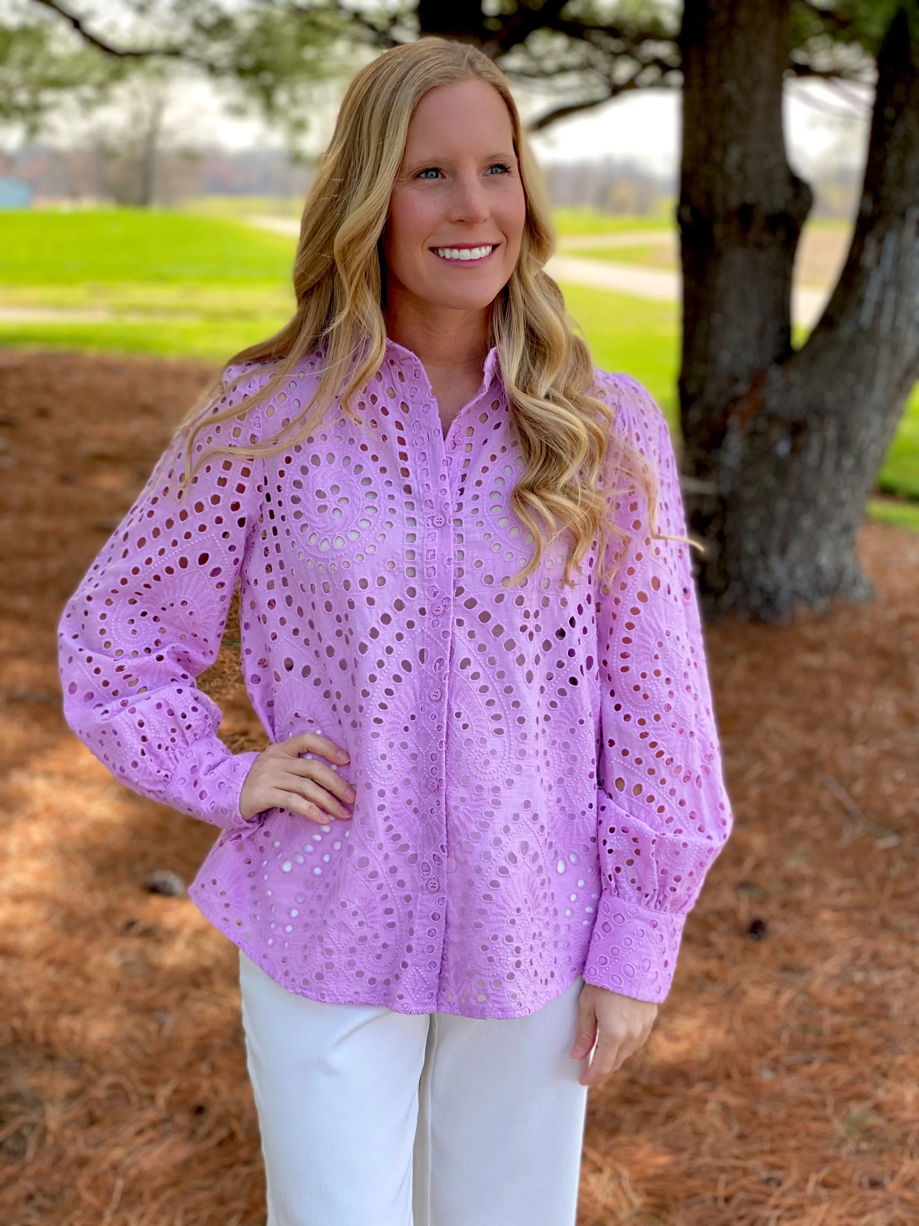Lavender Eyelet Lace Top