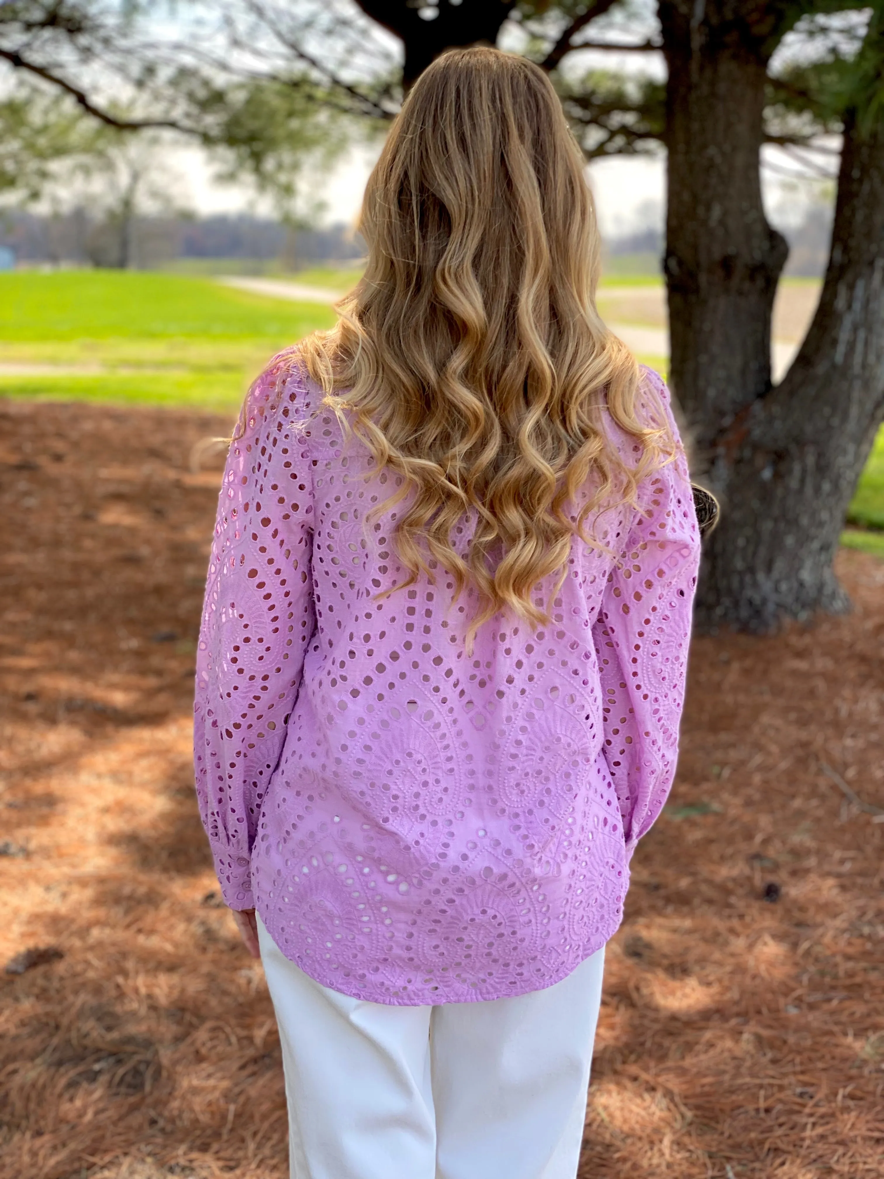 Lavender Eyelet Lace Top
