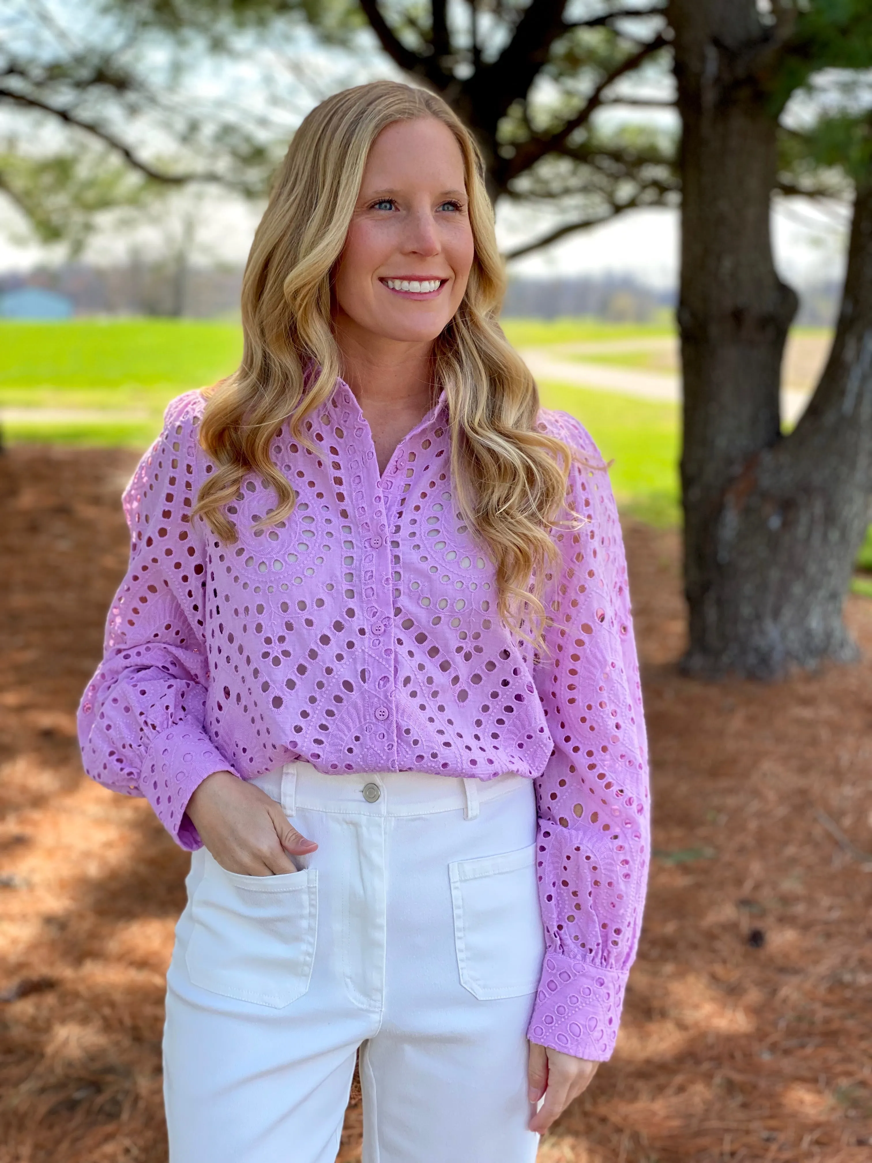 Lavender Eyelet Lace Top