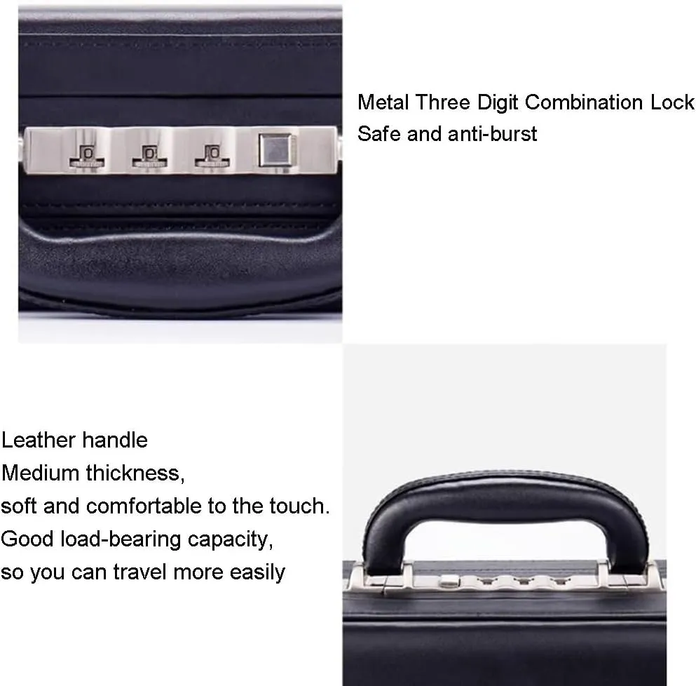 Leather Briefcase, Business Suitcase Password Box, Men's And Women's Laptop Bags File Box Document Storage Suitcase