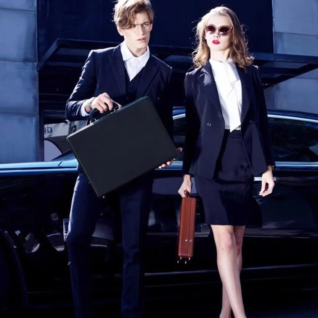 Leather Briefcase, Business Suitcase Password Box, Men's And Women's Laptop Bags File Box Document Storage Suitcase