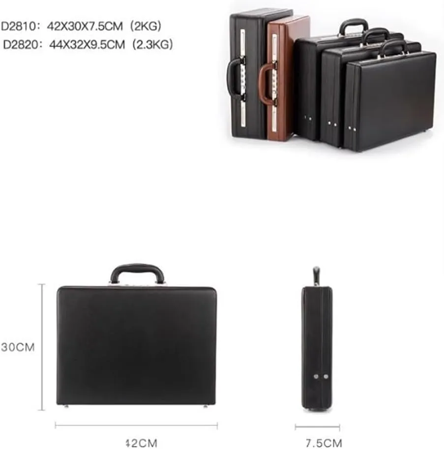 Leather Briefcase, Business Suitcase Password Box, Men's And Women's Laptop Bags File Box Document Storage Suitcase