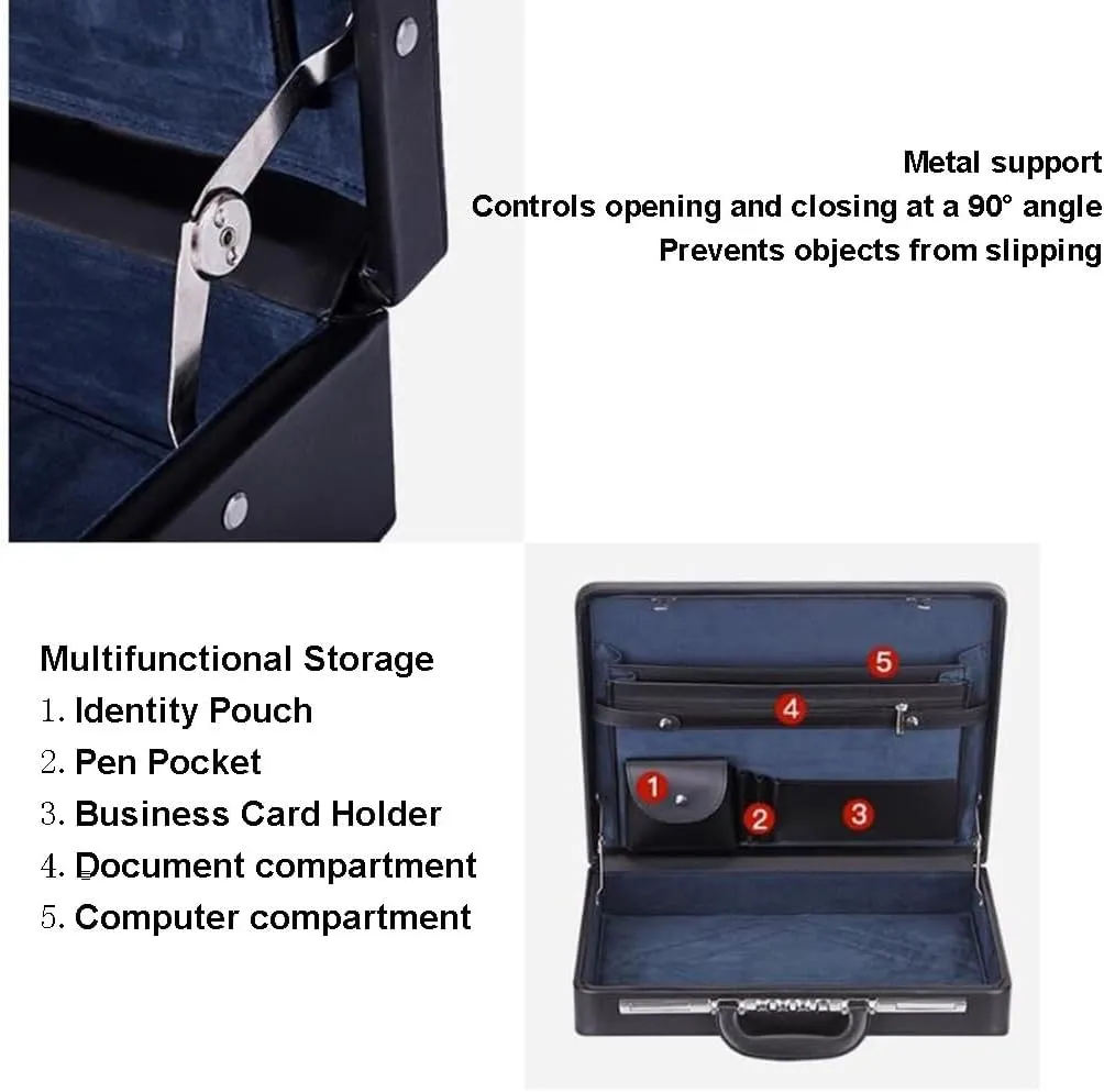 Leather Briefcase, Business Suitcase Password Box, Men's And Women's Laptop Bags File Box Document Storage Suitcase