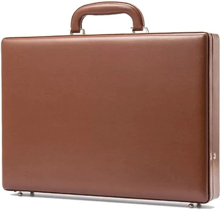 Leather Briefcase, Business Suitcase Password Box, Men's And Women's Laptop Bags File Box Document Storage Suitcase