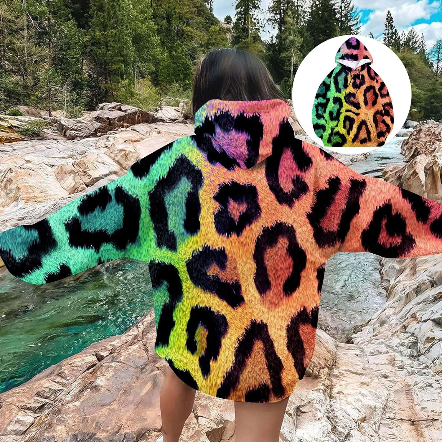Leopard Sweatshirt for Women Fall Fashion 2024 Oversized Leopard Print Top Oversized Long Sleeve Crew