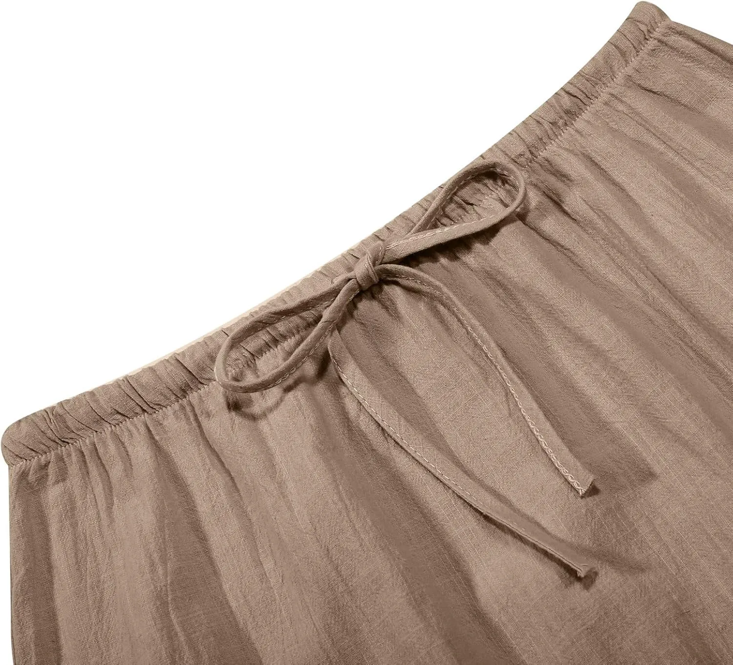 Linen Maxi Skirts for Women Trendy Summer 2025 Drawstring Waist A Line Skirts Cute Vacation Boho Long Flowy Skirts