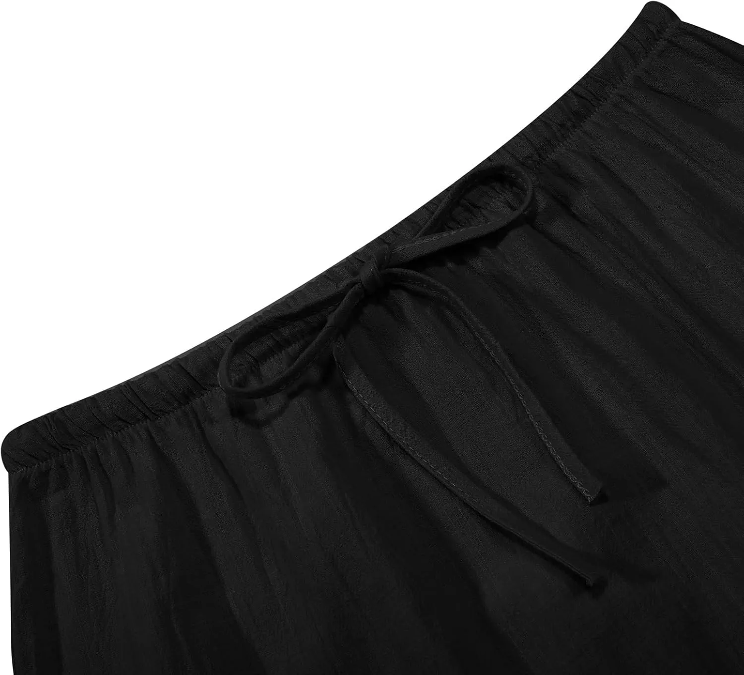 Linen Maxi Skirts for Women Trendy Summer 2025 Drawstring Waist A Line Skirts Cute Vacation Boho Long Flowy Skirts