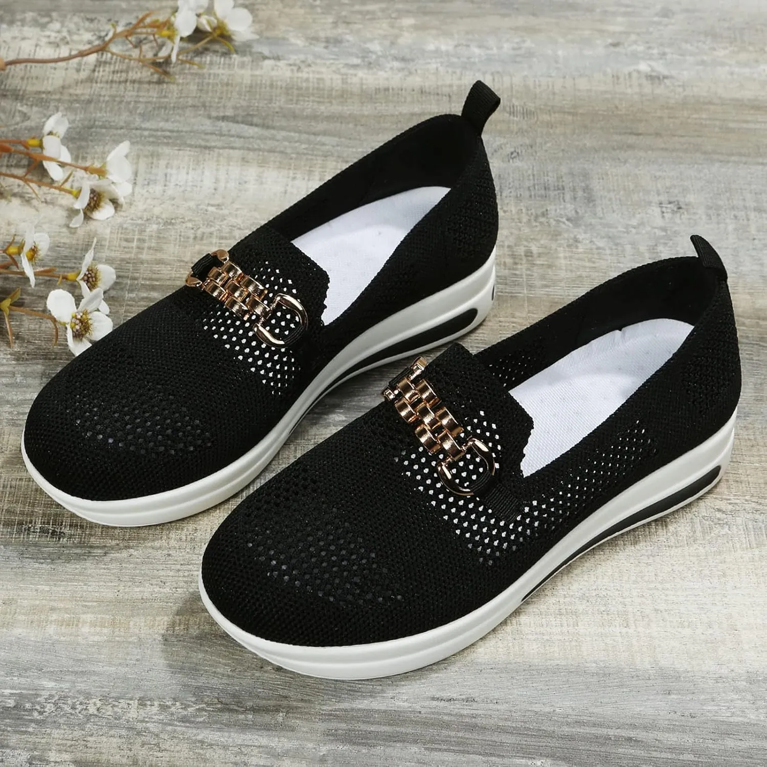 Loafers for Women Trendy Mesh Knit Walking Shoes Sock Sneakers Lightweight Comfy Breathable Pull-on Daily Casual Sneakers