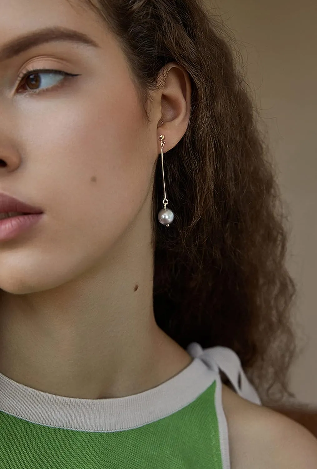 Long Tassel Pearl Earrings for Women 14K Gold Beads Chain Boho Statement Pearl dangling Jewelry for Bridal Wedding Gift