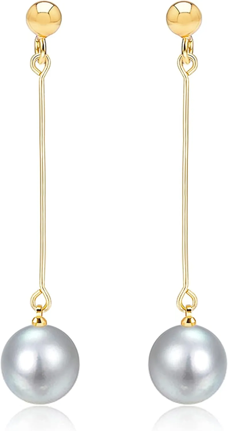 Long Tassel Pearl Earrings for Women 14K Gold Beads Chain Boho Statement Pearl dangling Jewelry for Bridal Wedding Gift