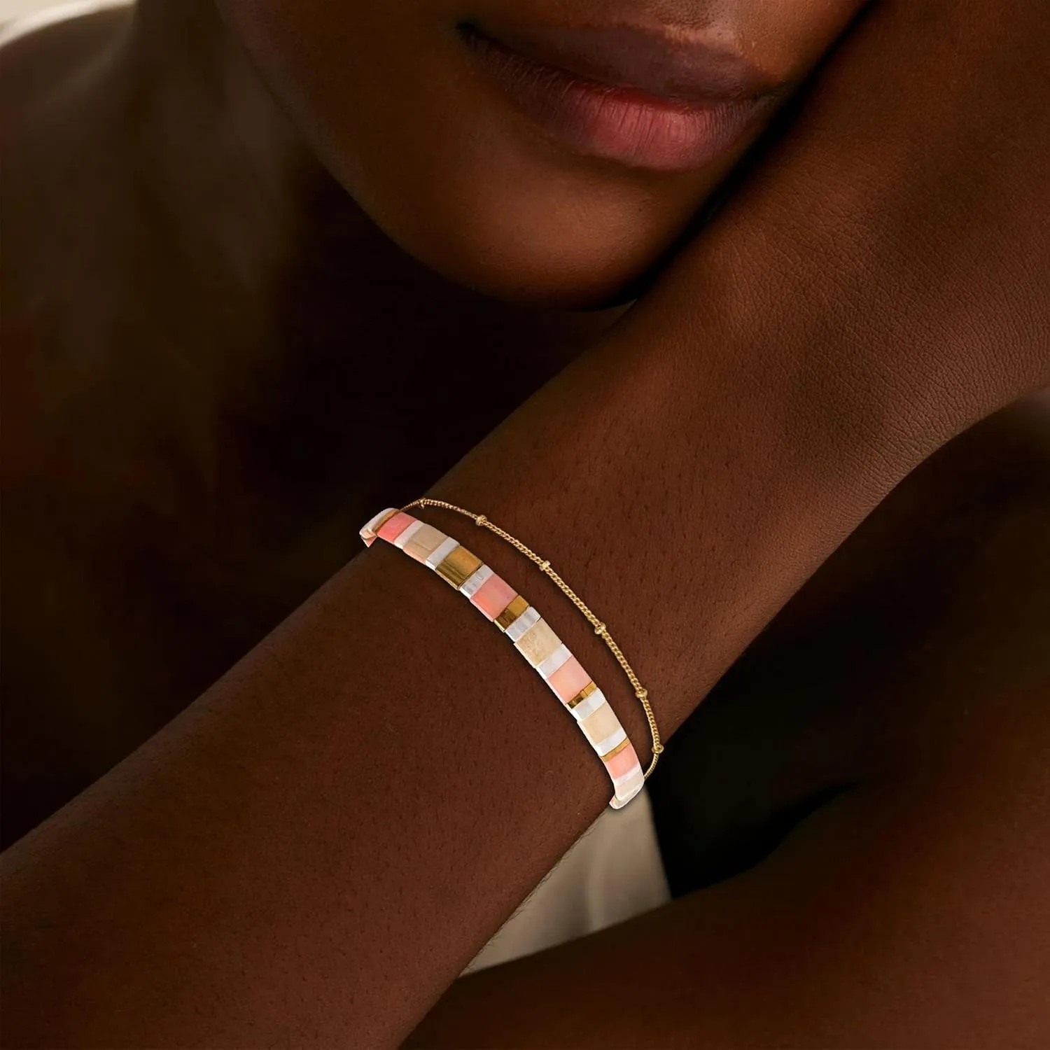 Long tiantian Tila Beaded Bracelets for Women Stretch Bracelets for Women Boho Western Jewelry Gifts Summer 2025 Womens Fashion