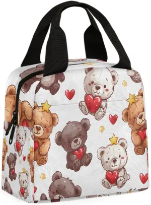 Love Bear Lunch Bag Cute Bear Tote Lunch Bag Reusable Lunch Box Leakproof Cooler Bag