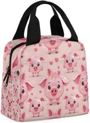 Love Pig Lunch Bag Funny Pig Tote Lunch Bag Reusable Lunch Box Leakproof Cooler Bag