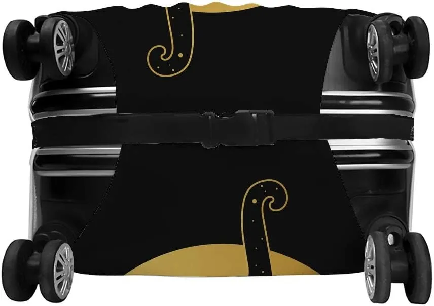 Luggage Cover Suitcase Cover Cat Sitting On T Crescent Moon Black Protective Covers Suitcase Protector L Fits 26-28 Inch Luggage