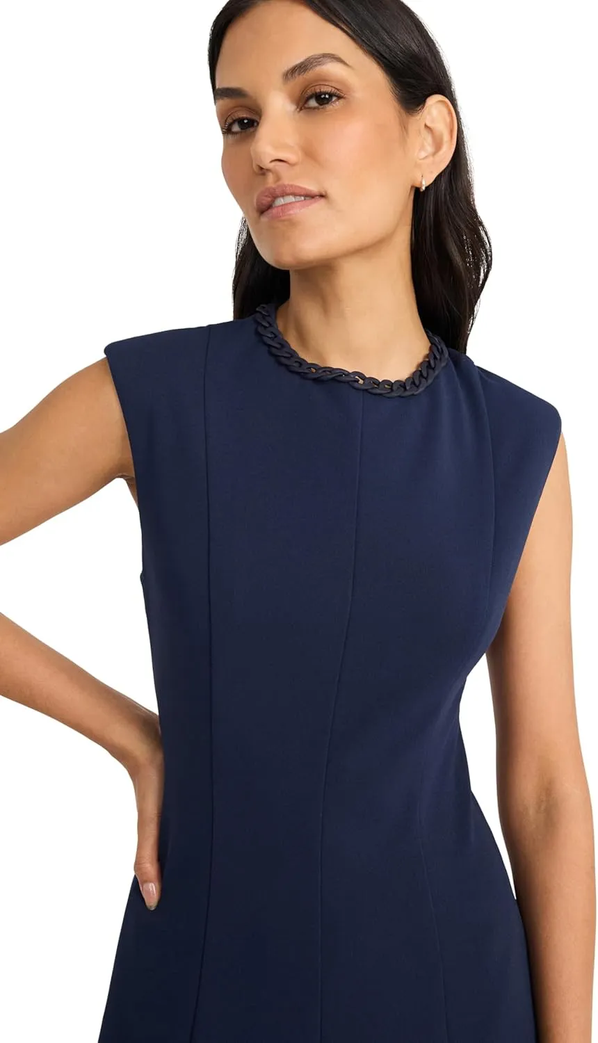 Maggy London Women's A-line Midi Pockets-Cap Sleeve High Neck-Wedding Guest Cocktail Dress
