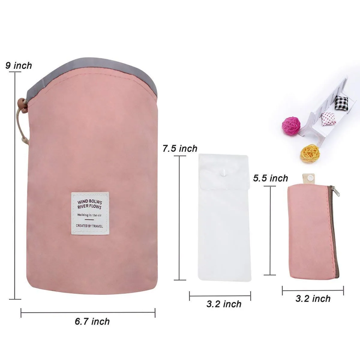 Makeup Bag, Travel Makeup Cosmetic Pouch Portable Handbag Toiletry Case Mini Makeup Train Case Cosmetic Bag Cosmetic Organizer Travel Accessories (Pink)