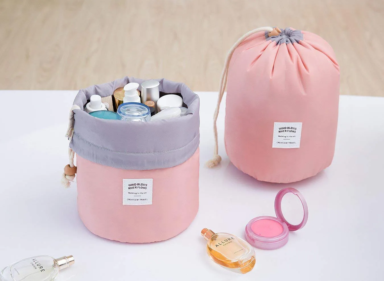 Makeup Bag, Travel Makeup Cosmetic Pouch Portable Handbag Toiletry Case Mini Makeup Train Case Cosmetic Bag Cosmetic Organizer Travel Accessories (Pink)