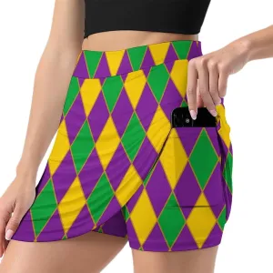 Mardi Gras Shorts Skirt Womans Light Proof Trouser Skirts Mini Skirt High Waist Single Pocket A Line Sports Skorts
