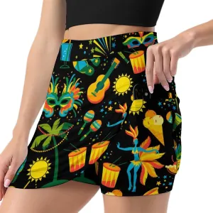 Mardi Gras Shorts Skirt Womans Light Proof Trouser Skirts Mini Skirt High Waist Single Pocket A Line Sports Skorts