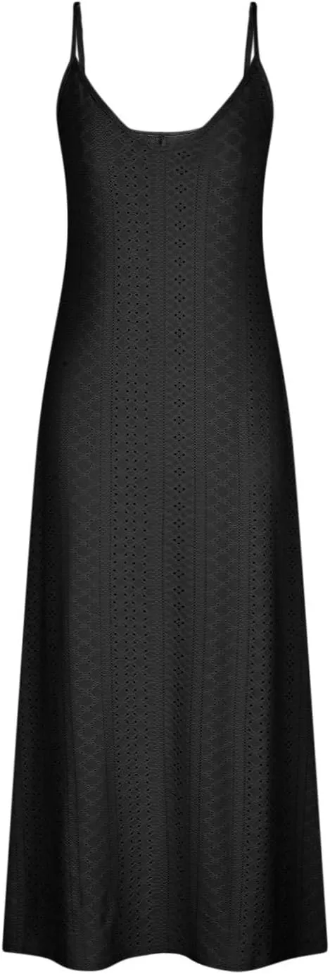 Maxi Long Dresses for Women 2025 Trendy Summer Casual V Neck Hollow Out Eyelet A Line Flowy Beach Vacation Dress