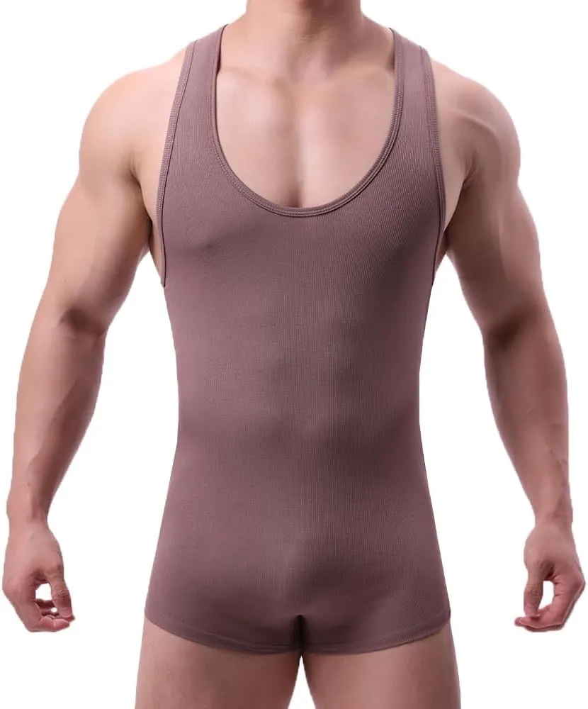 Men Athletic Supporters Bodysuits Leotard Wrestling Singlet Jumpsuits Seamless Slim Fits Shapewear Boxers