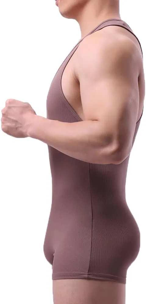 Men Athletic Supporters Bodysuits Leotard Wrestling Singlet Jumpsuits Seamless Slim Fits Shapewear Boxers