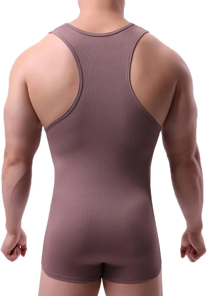 Men Athletic Supporters Bodysuits Leotard Wrestling Singlet Jumpsuits Seamless Slim Fits Shapewear Boxers