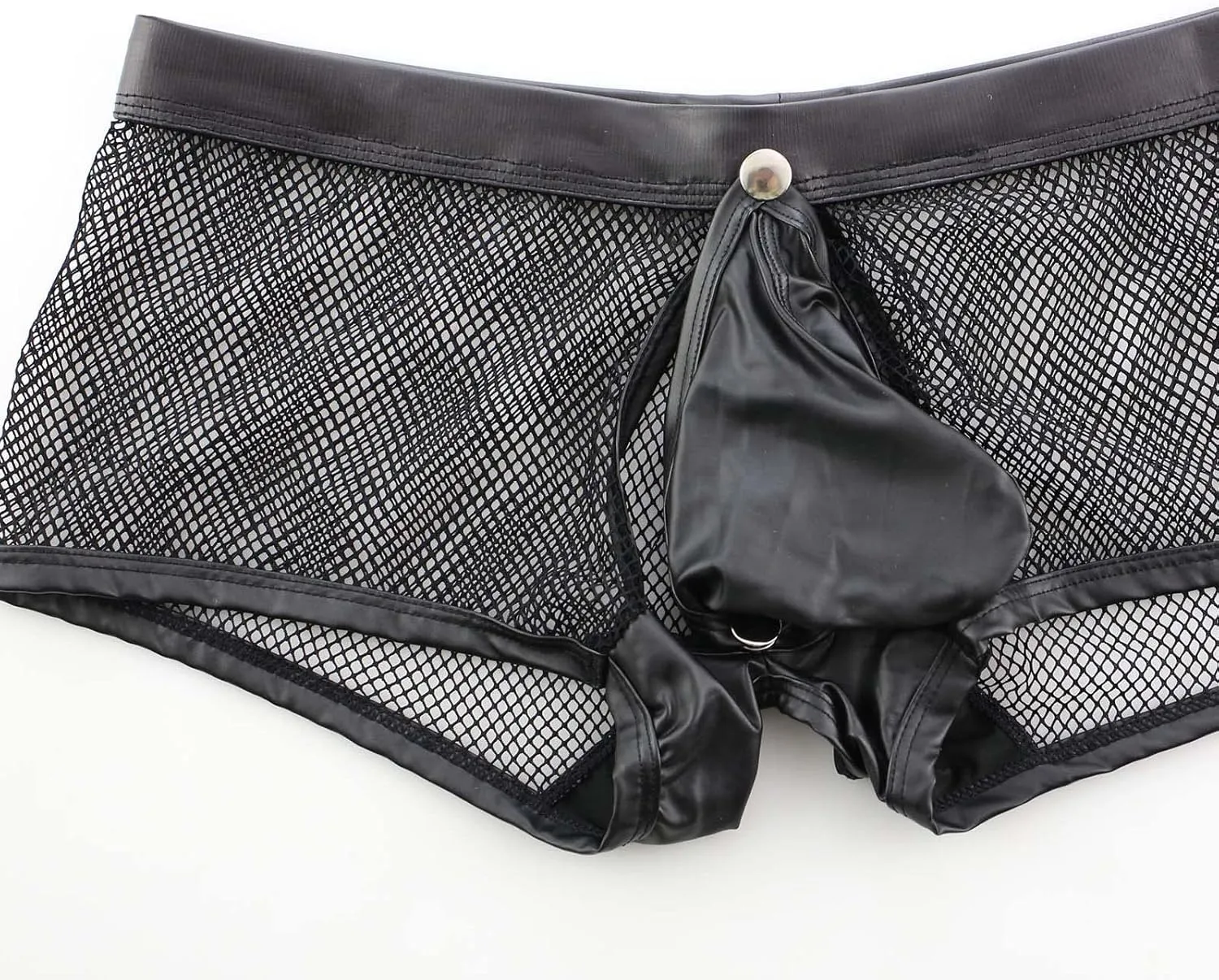 Men's See Through Fishnet Boxer Underwear Bulge Pouch Briefs Lingerie Booty Shorts Athletic Jockstrap Trunks