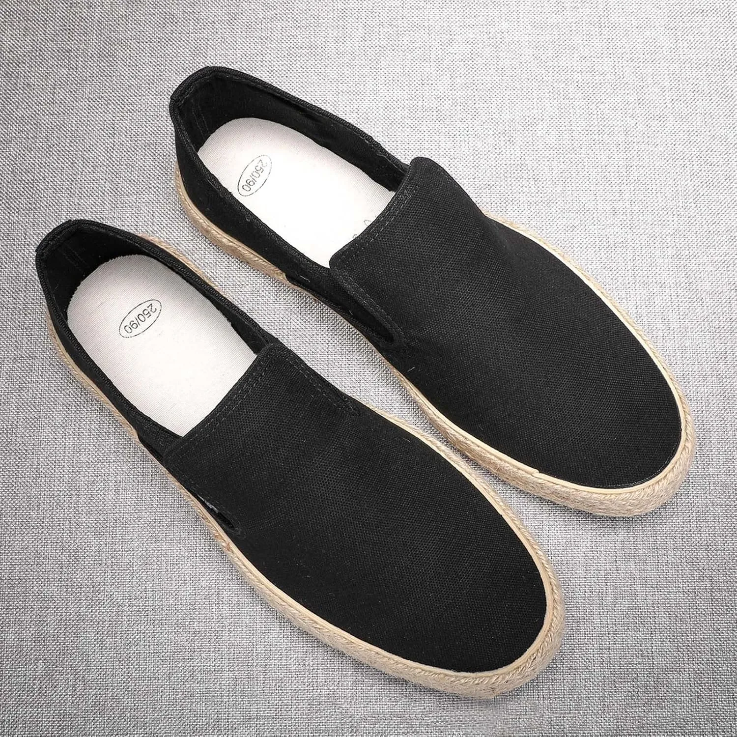 Mens Slip on Canvas Loafers Casual Slip On Walking Shoes Lightweight Breathable Espadrilles Loafers Comfy Wide Width Platform Sneakers