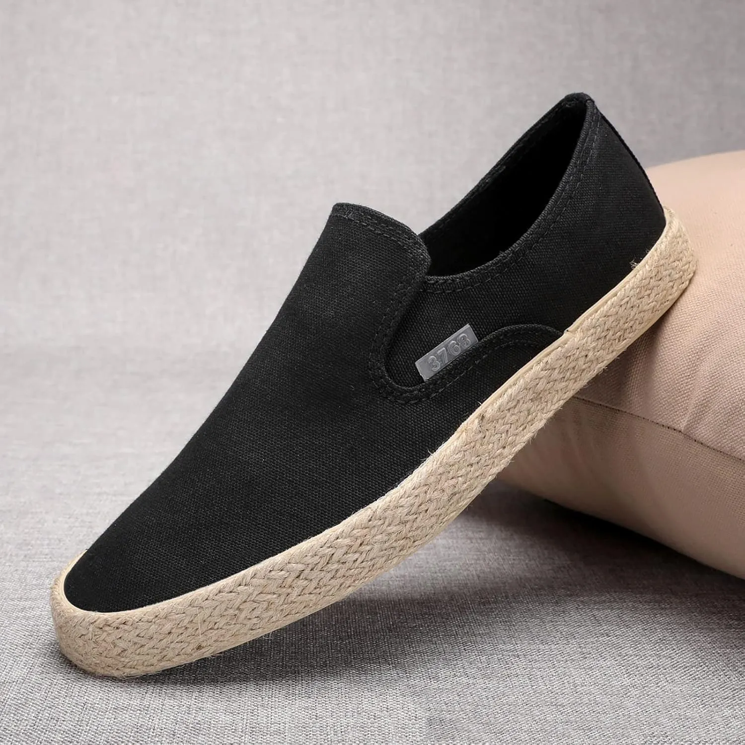 Mens Slip on Canvas Loafers Casual Slip On Walking Shoes Lightweight Breathable Espadrilles Loafers Comfy Wide Width Platform Sneakers