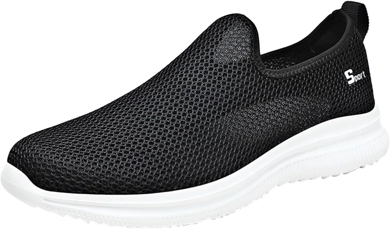 Men's Slip-on Loafers Comfortable Non Slip Walking Shoes Lightweight Breathable Knit Casual Sneakers with Arch Support