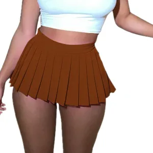 Mini Skirts for Women - High Waisted Pleated Denim with Shorts Set, Sexy Y2K Slit Design, Plus, Slutty Outfit