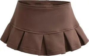 Mini Skirts for Women - High Waisted Pleated Denim with Shorts Set, Sexy Y2K Slit Design, Plus, Slutty Outfit