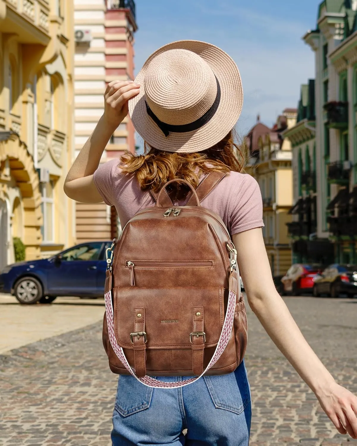 Missnine Backpack Purse for Women, PU Leather Travel Backpack, Designer Shoulder Bag, Ladies Convertible Satchel Bags