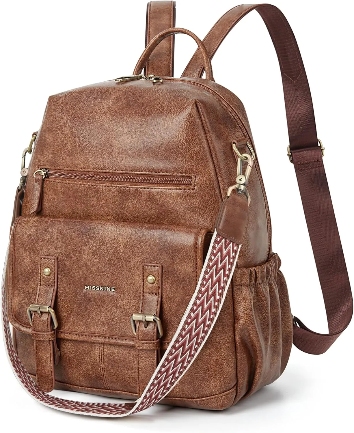 Missnine Backpack Purse for Women, PU Leather Travel Backpack, Designer Shoulder Bag, Ladies Convertible Satchel Bags