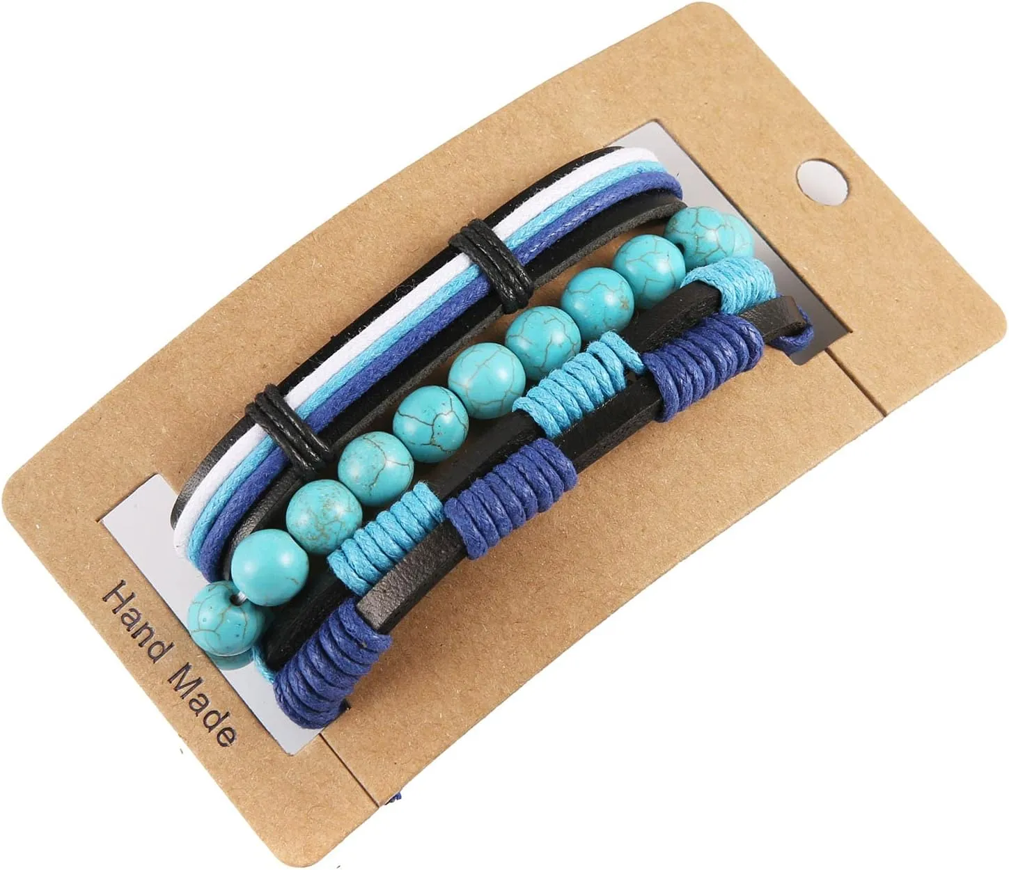 Mix 4 Wrap Bracelets for Mens,Hemp Cords Wood Beads Ethnic Tribal Bracelets