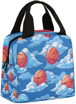 Modern Basketball Lunch Bag Basketball Sports Tote Lunch Bag Reusable Lunch Box Leakproof Cooler Bag