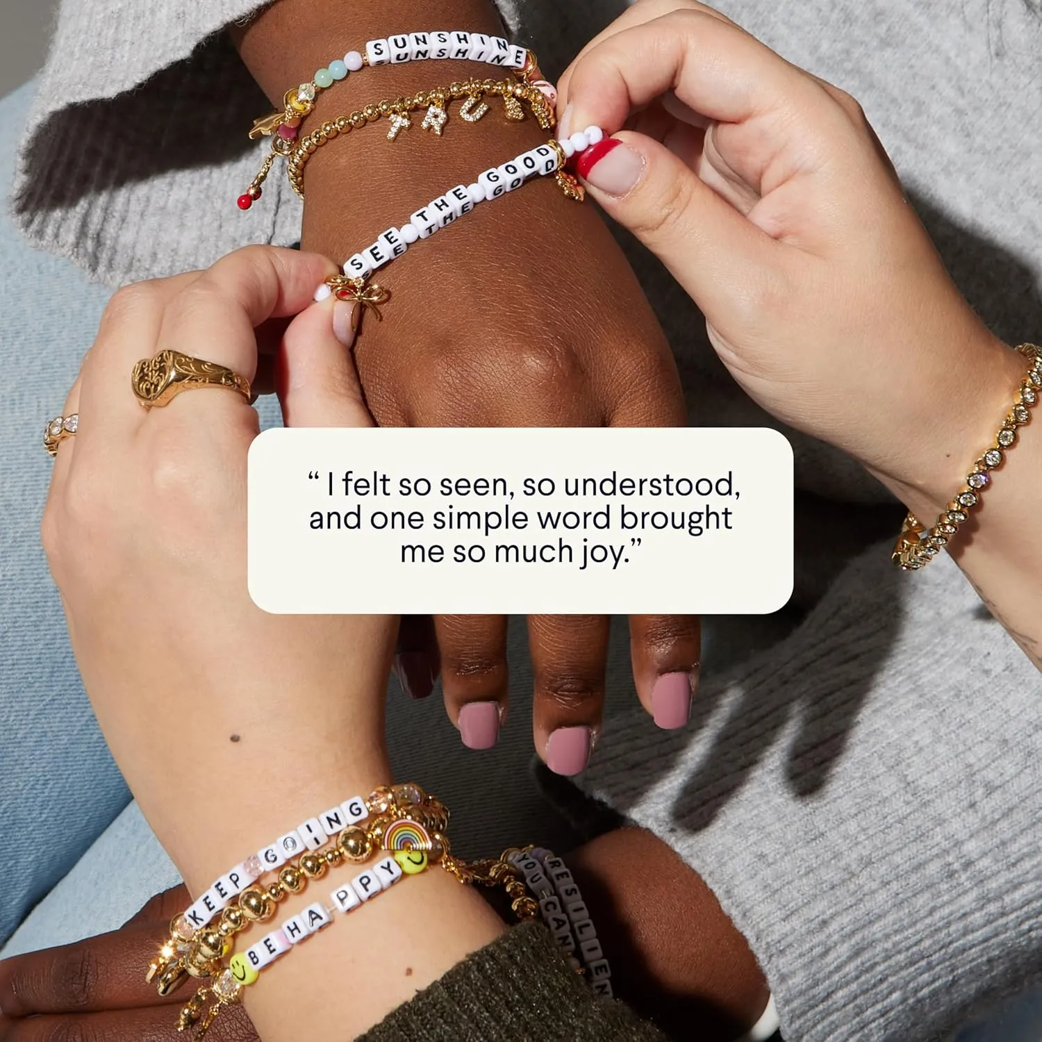 Mother's Day Gifts, The Original Word Bracelet, Made with Colorful Beads and Plated Brass Hardware, Handcrafted Design & Positive Message