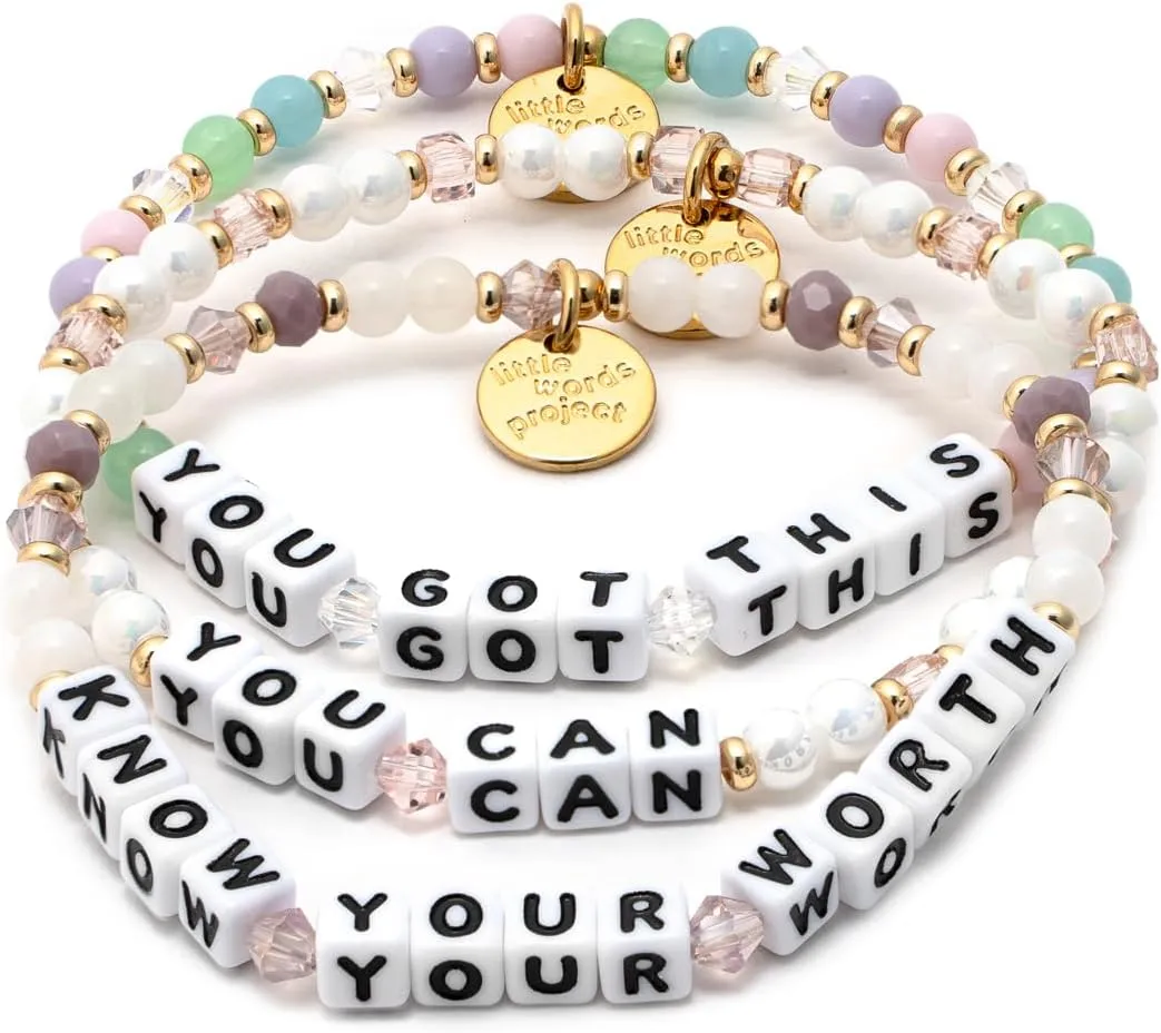 Mother's Day Gifts, The Original Word Bracelet, Made with Colorful Beads and Plated Brass Hardware, Handcrafted Design & Positive Message
