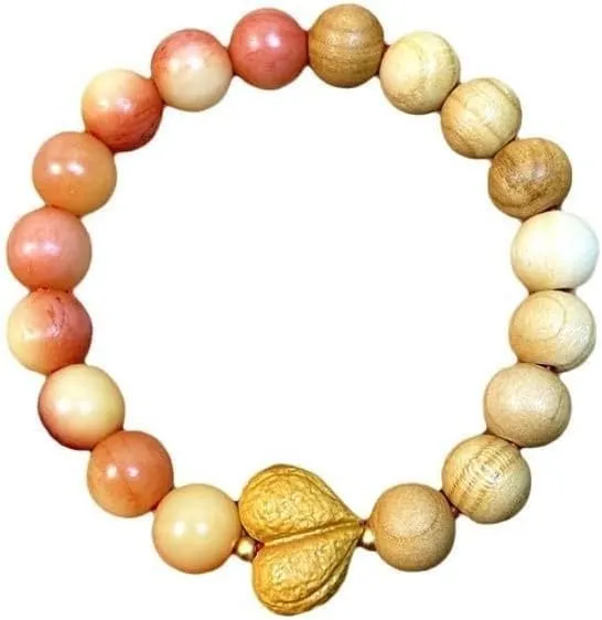 Natural Taihang Cliff Cypress Bracelet Handmade Carving Wood Bracelet, Wealth Meditation Bucket Bead Handmade String Sandalwood Peach Wood Buddha Beads