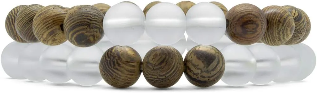 Natural Wood and Authentic Stone Bead Bracelets - Handmade Fashion Jewelry for Men and Women