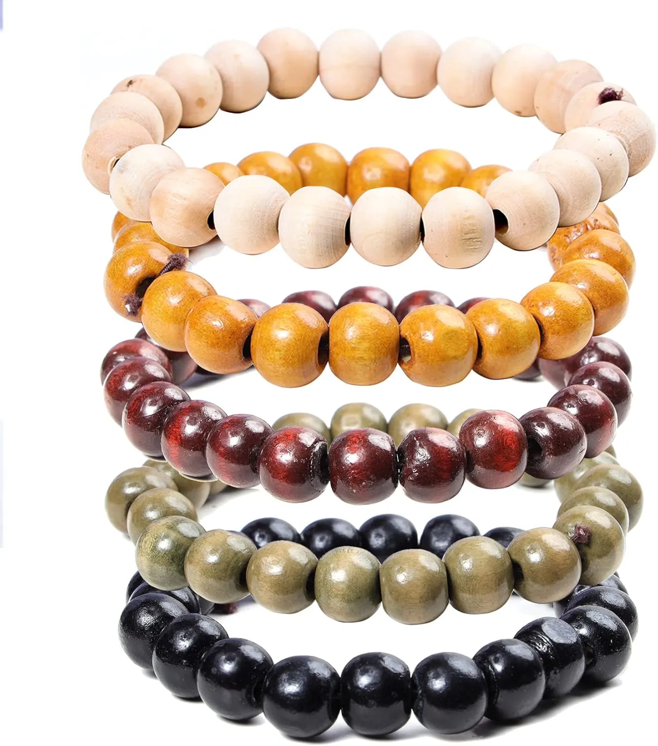 Natural Wooden Beads Bracelet for Men Women 8mm 10mm Prayer Bead Stretch Elastic Bracelets Set Essential Oil Diffuser Beaded Bangle