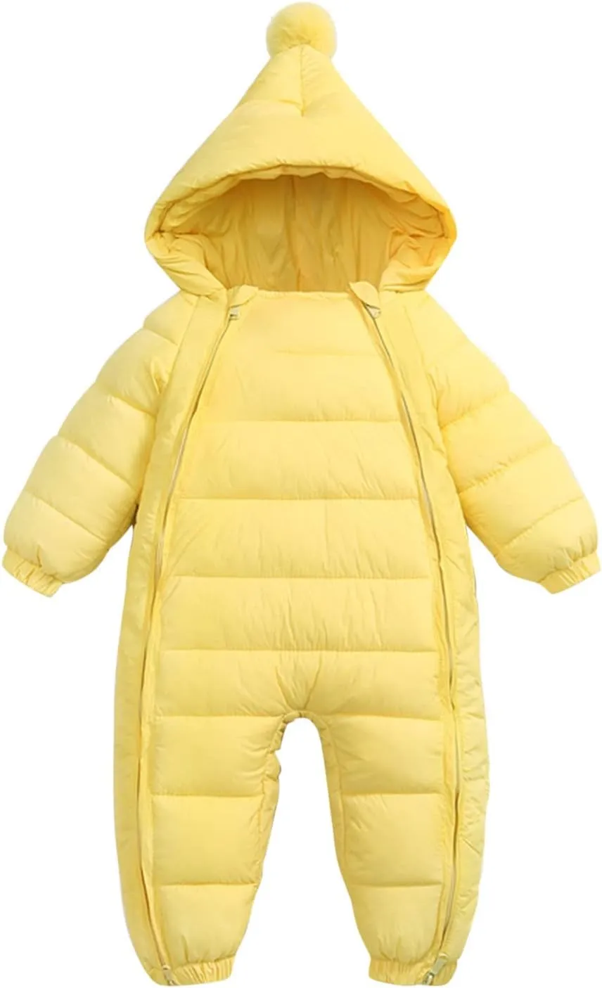 Newborn Baby Boy Girl Snowsuit Winter Puffer Jacket Warm Hoodie Romper Jumpsuit Lightweight Down Coat Zip up Outwear
